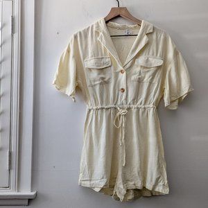 NWOT Princess Polly Linen-blend button up Romper